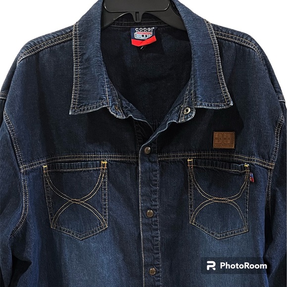 COOGI Down Under Blue Australia 4X XXXXL Cotton Denim Snap Long Sleeve Shirt Men - Picture 6 of 12